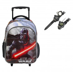 Ghiozdan Troller Star Wars , 44cm + 2 ceasuri Walkie Talkie foto