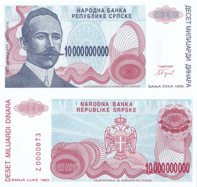 1993, 10.000.000.000 dinara (P-159r) - Bosnia și Herțegovina - stare UNC! foto
