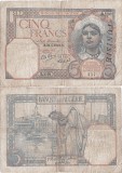 1941 (31 V), 5 francs (P-8b.7) - Tunisia! (CRC: 97%) (prezinta reparatie)