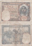 1941 (31 V), 5 francs (P-8b.7) - Tunisia! (CRC: 97%) (prezinta reparatie)