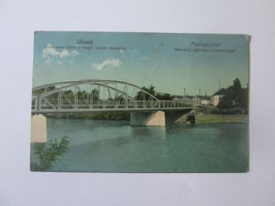 Carte postala Uioara/Ocna Mures,podul peste Mures si uzinele ceramice circ.1925 foto