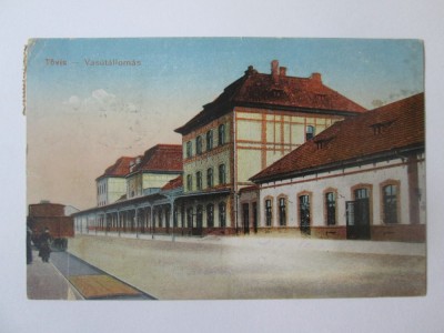 Carte postala gara Teius,circulata 1906 foto