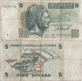 1993 (7 XI), 5 dinars (P-86) - Tunisia! (CRC: 36%)