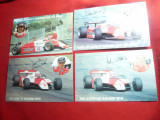 Set 4 Ilustrate Campioni Formula 1 si C ,autografe tiparite :J.Watson ,N.Lauda, Necirculata, Printata