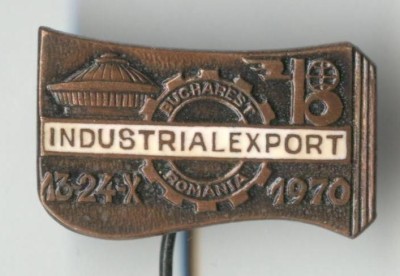 INDUSTRIAL EXPORT - Insigna veche RSR 1970 - varianta bronz foto