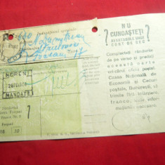 Recipisa si Carte Postala Reclama la CEC -oras Moreni 1930