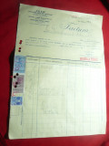 Factura Antet TEXO- Fabricile Unite Tricotaje sucursala Ploiesti 1935 ,2timbre f