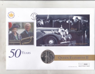 bnk mnd Alderney 5 pounds 2002 unc , FDC foto