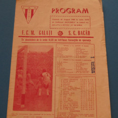 Program meci fotbal FCM GALATI - SC BACAU (30.08.1980)