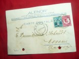 Carte Postala cu Antetul Firmei Alenor -Soc.Anonima Romana ,francata ,perforata