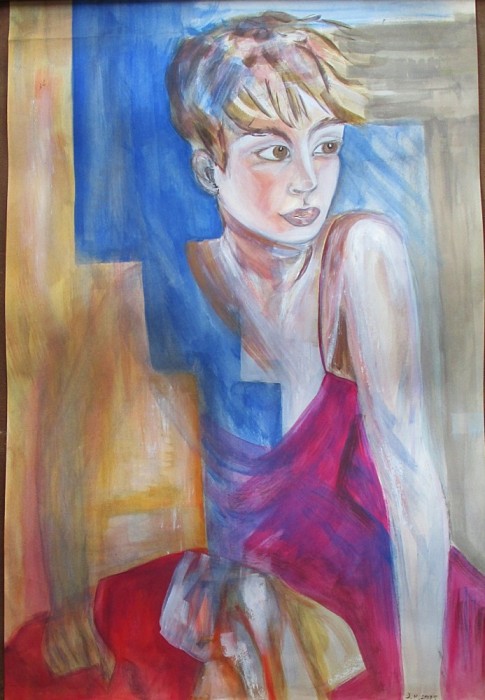 Portret de femeie - semnat monogramic B.V.L. 1995