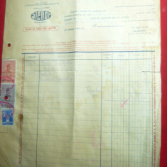 Factura Antet Firma Alenor SAR -Depozit Tesaturi de import ,Buc.1932,timbre fisc