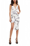 M638-28 Rochie asimterica cu imprimeu floral, L, M/L