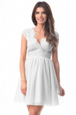 H534-2 Rochie babydoll, de ocazie, cu tulle si detalii brodate foto