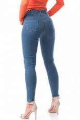 CL771-444 Jeans skinny cu talie inalta si fermoar auriu la spate foto