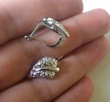 Cercei Dama Inox Placati Aur Alb 18K, Model Frunza Eleganti