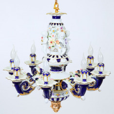 CANDELABRU VENETIAN DIN PORTELAN COBALT Porzellan-Deckenlampe-co foto