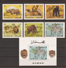 AJMAN 1969 FAUNA AFRICA(serie dantelata+colita nedantelata) MNH foto