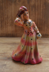 Bibelou, figurina din ceramica, figurina femeie in rochie, pictata manual #695 foto