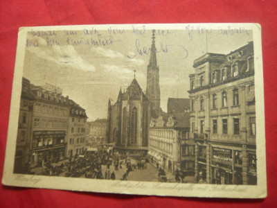 Ilustrata Wurzburg Bavaria cu 40 pf cu supratipar Imperiul German foto