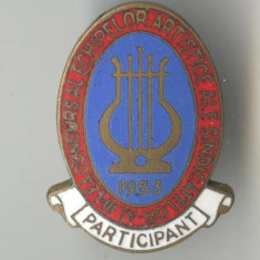 1953 PARTICIPANT la al 3 lea Conc ECHIPELOR ARTISTICE SINDICALE Insigna SUPERBA