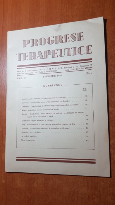 progrese terapeutice februarie 1940