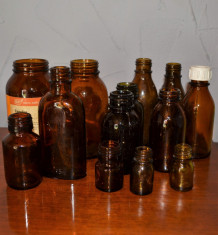 Lot 13 sticlute maro - 13 sticle vechi medicinale mici din anii &amp;#039;70 - &amp;#039;80 #711 foto