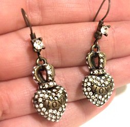 Cercei vintage COROANA LOVE -dama -model inima regala cu cristale swarovski