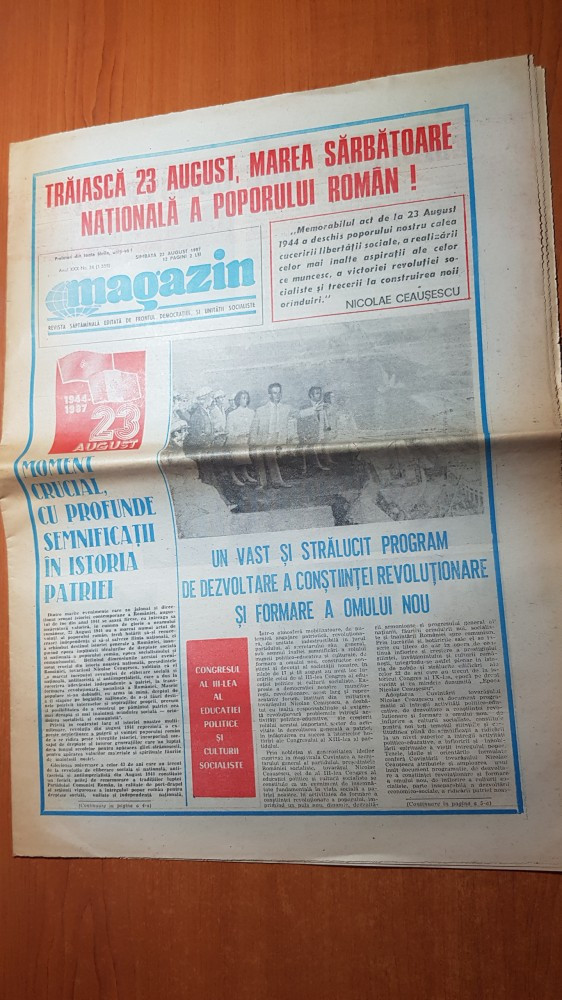 Ziarul magazin 22 august 1987-nr cu ocazia zilei de 23 august | Okazii.ro