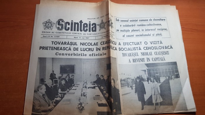ziarul scanteia 12 mai 1987-vizita lui ceausescu in cehoslovacia