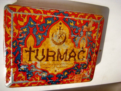 7395-Turmac Turkish Macedonian Tobacco Co. Cutie Tigarete veche. foto