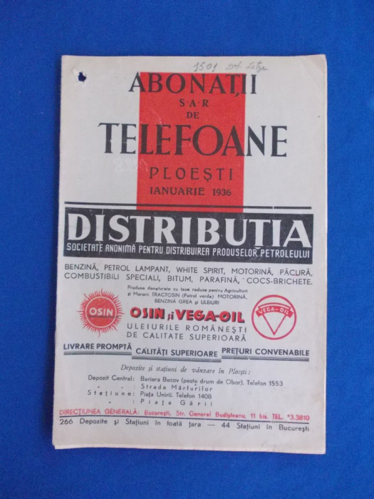 Abonatii S A R De Telefoane Ploiesti Ianuarie 1936 Arhiva