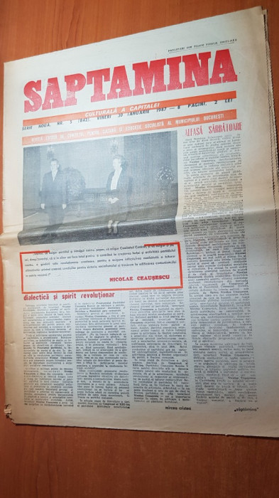 ziarul saptamana 30 ianuarie 1987-art. despre ziua de nastere a lui ceausescu