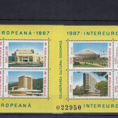 ROMANIA 1987 LP 1176 COLABORAREA CULTURAL ECONOMICA INTEREUROPEANA BLOCURI MNH