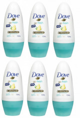 Set 6 x Deodorant Antiperspirant, Roll-On 48h, Dove Go Fresh, Pear &amp;amp; Aloe, 50 ml foto