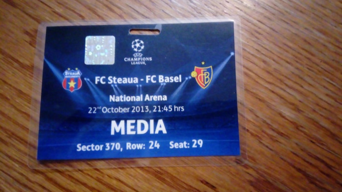 Acreditare meci de fotbal Steaua - FC Basel 22 octombrie 2013