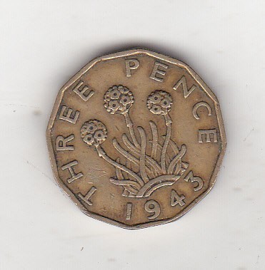 bnk mnd Marea Britanie Anglia 3 pence 1943