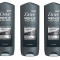 Set 3 x Gel De Dus Dove, Men+Care, Charcoal+Clay, 250 ml