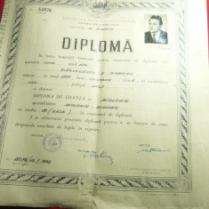 Diploma de Licenta in Biologie- Zoologie ,timbru sec 1971Universitatea Bucuresti