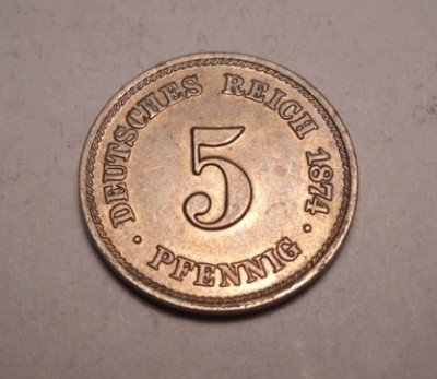 5 Pfennig 1874 C UNC Piesa de Colectie foto