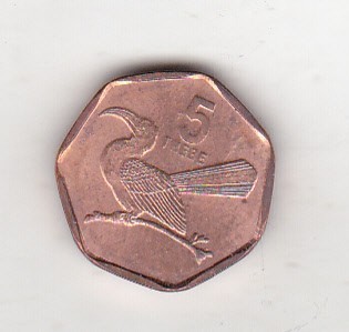 bnk mnd Botswana 5 thebe 2007 unc , pasare foto