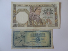 Lot 2 bancnote colectie Serbia(1941) si Iugoslavia(1981) foto