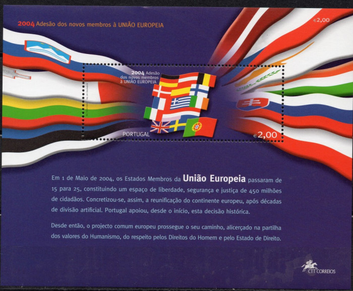 PORTUGALIA 2004, Uniunea Europeana - Drapele, MNH