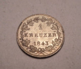 1 Kreuzer 1843 Hessen UNC Piesa de Colectie, Europa