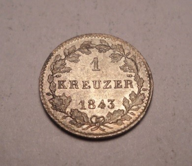 1 Kreuzer 1843 Hessen UNC Piesa de Colectie foto