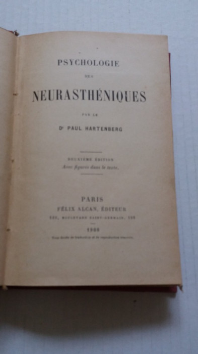 Psychologie des neurastheniques - Paul Hartenberg