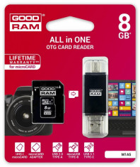 Card memorie GOODRAM micro SDHC 8GB All in one Class 10 UHS I + reader type-C foto