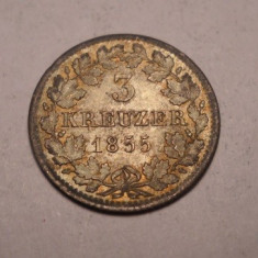 3 Kreuzer 1855 Baden UNC