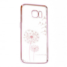 Husa Plastic Cu Pietricele, Flower Rhinestone, Cristale Swarovski, Samsung Galaxy S7 Edge, Roz foto