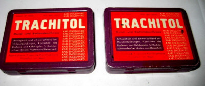 9391-Set 2 Cutii goale Trachitol Karl Engelhard pastile farmacie dezinfectie. foto